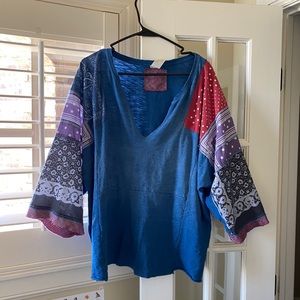 free people soft stretchy patchwork shirt